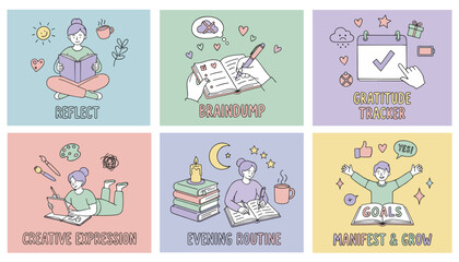 Fototapeta premium Wellness routine concepts journaling creative expression gratitude tracking reflection and goals