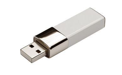 White and silver U S B flash drive isolated on a transparent background 1