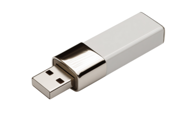 White and silver U S B flash drive isolated on a transparent background 1