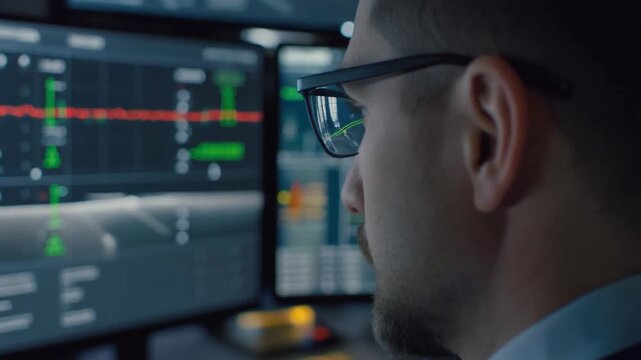 Colorful abstract digital artwork with flowing waves of light and dark blue gradients