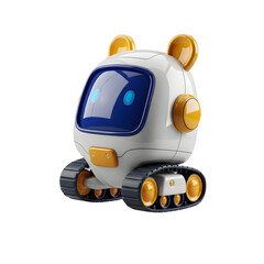 3D Cute Service Robot Icon with Tank Treads Isolated on Transparent Background &ndash; Mascot Technology PNG