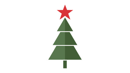 Festive Christmas Tree with Star: A stylized Christmas tree, adorned with a bright red star, evokes the warmth and joy of the holiday season.