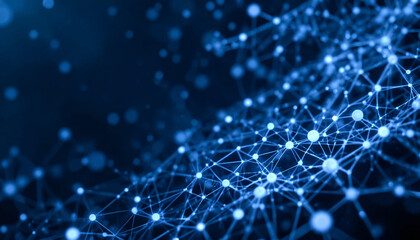 Abstract Global Network Connection and Technology Background with Glowing Blue Nodes and Lines