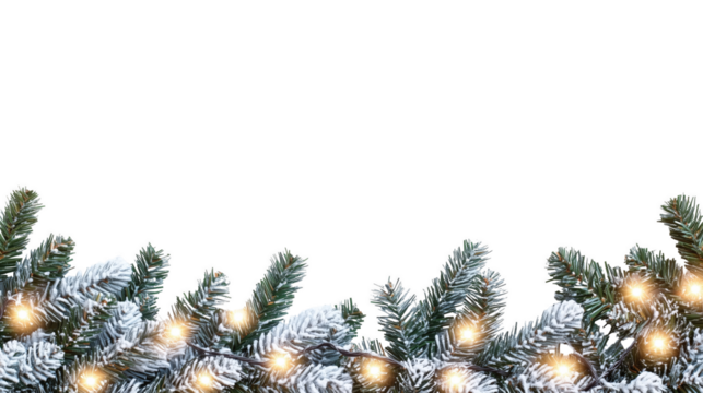 Christmas fir garland with glowing string lights