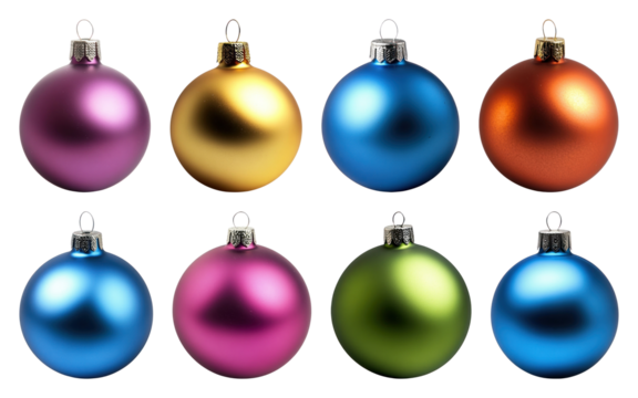 PNG Colorful festive Christmas ornaments, element set on transparent background - Powered by Adobe