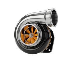 3D Chrome Turbocharger Icon Isolated on Transparent Background &ndash; High Performance Engine PNG
