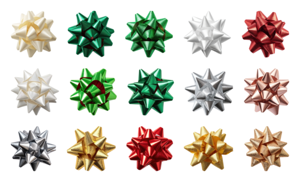 PNG Colorful decorative gift bows, element set on transparent background - Powered by Adobe