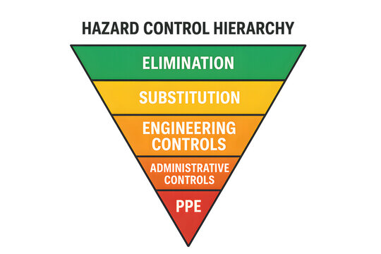 Hazard Control Hierarchy diagram for occupational safety concept.