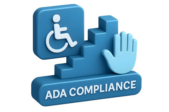 ADA compliance sign in blue for the concept of disability, accessibility, and inclusivity.