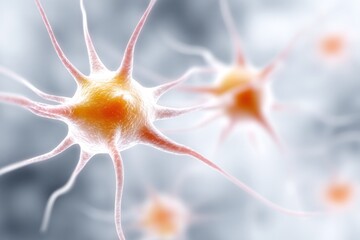 Neural Networks: A detailed depiction of a neural network showcases the intricate structure and interconnectedness of cells. Focus on the core components and their complex, branch-like formations.