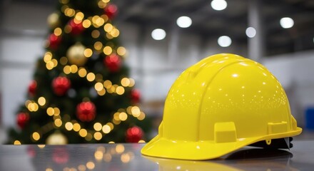 Festive Factory Xmas Tree Hardhat Industrial Holiday Cheer.