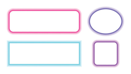 Vector Illustration of Neon Glowing Backgrounds. Neon illuminated frame Background design in Rectangle, Oval, Square Shapes