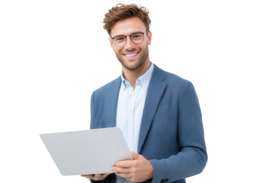 handsome businessman with laptop isolated on white business, businessman, notebook, laptop, cyberspace, computer, people