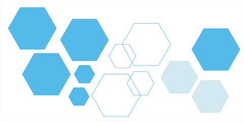 Abstract blue hexagon banner background.