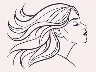 Minimal Line Art Woman Face | Beauty Salon Vector Illustration