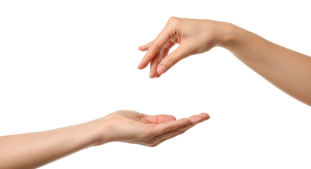 Two hands reaching out, one offering, one receiving