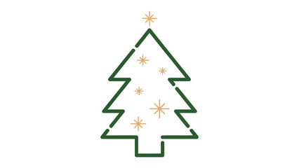 Fototapeta premium Festive Holiday Illustration: A minimalist Christmas tree design, adorned with sparkling stars, represents the spirit of the holiday season and joyful celebrations.
