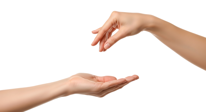 Two hands reaching out, one offering, one receiving