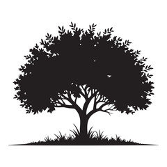 Fototapeta premium A majestic oak tree stands proudly, isolated on white background, its branches reaching towards the sky, a symbol of strength
