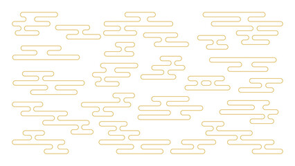 エ霞輪郭線の和柄背景(金)