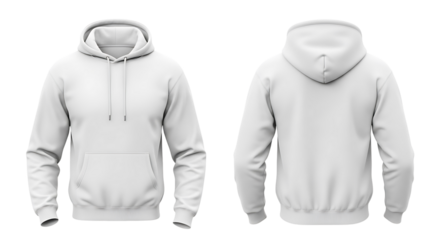 White hoodie front and back view