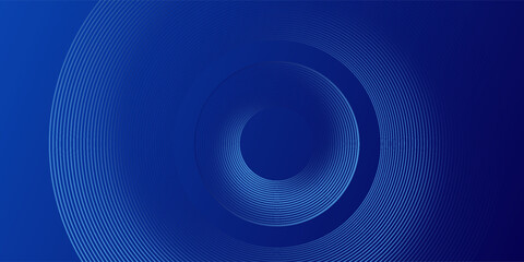 Modern blue glowing geometric lines on dark blue background. Modern shiny blue circle lines pattern. Futuristic technology concept simple art design abstract