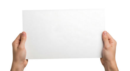 Person holding a blank white paper