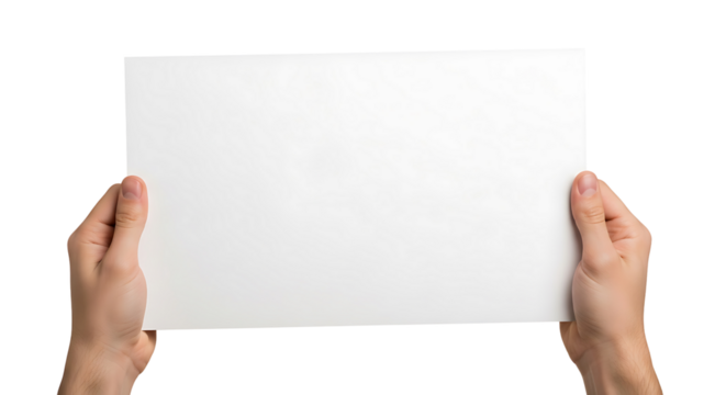 Person holding a blank white paper