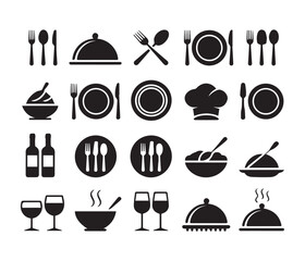Culinary Symphony: An illustration with of an array of culinary icons, illustrating the elegance and essential elements of a fine dining experience.