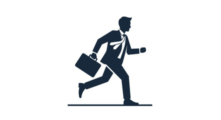 Determined businessman in a suit running with a briefcase symbolizing career momentum and ambitious pursuit of success in a modern professional world, Generative AI