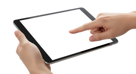 Hands holding a tablet computer