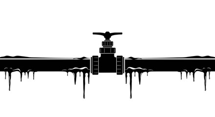 Frozen drip irrigation pipe on a transparent background