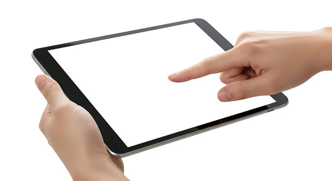 Hands holding a tablet computer - Powered by Adobe