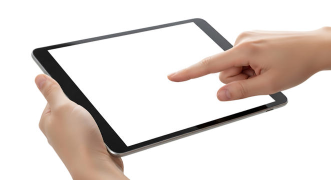 Hands holding a tablet computer