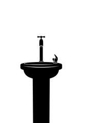 Public drinking fountain with a water refill faucet on a transparent background