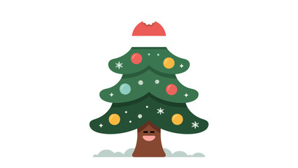 Animated Christmas Tree: A whimsical Christmas tree, adorned with festive ornaments and a cheerful Santa hat, evokes the joyous spirit of the holiday season, with a touch of playful charm.
