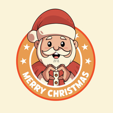 Smiling Santa Making Heart Sign vector illustration. Holidays, mascot design concept.