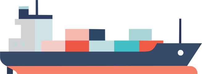 Modern cargo ship illustration for global trade themes, shipping containers ready for export, ideal for logistics and supply chain visuals, scalable design asset © Arief