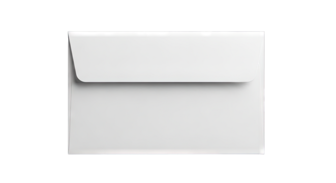 A closed white stationery envelope with a pointed flap and adhesive strip shown on a black background with a subtle hint of orange on the right edge suggesting a shadow or light reflection