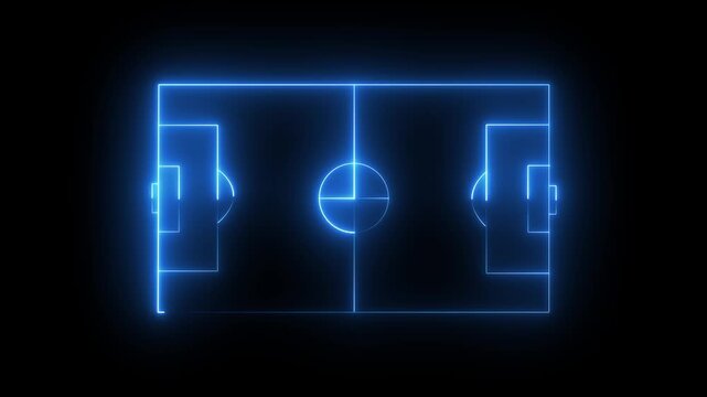 glowing neon sports stadium on black background. basketball playgrounds animation.