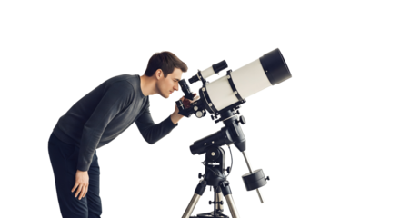 Man looking through a telescope