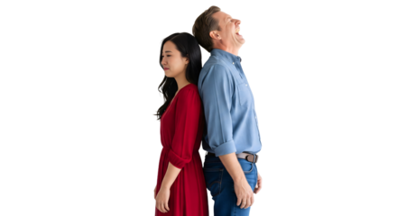 Two people with opposite expressions (Duality, Emotion)