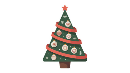 Festive Ornamented Fir: A beautifully adorned fir tree, set against a clean background, showcases a warm ambiance of celebration.