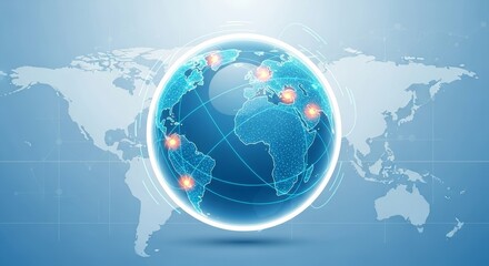 Global Network Connections and Digital Connectivity Across the World Map