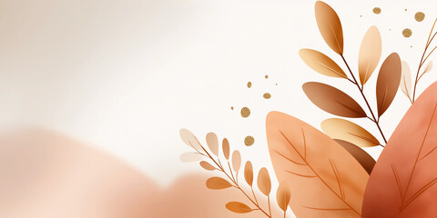 Abstract illustration featuring warm-toned leaves and soft gradients, creating a serene atmosphere with elegant shapes and textures, perfect for seasonal design projects and nature themes
