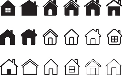 Fototapeta premium House Icon Set Bundle with Silhouette Vector Illustration for Home and Real Estate 