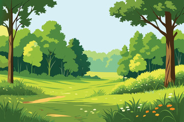 Fototapeta premium Lush forest landscape with a winding path