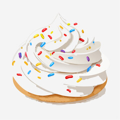 A christmas cookie with white icing and red and green sprinkles
3