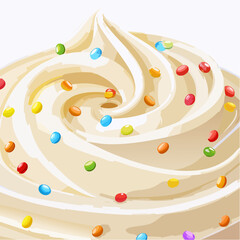 A christmas cookie with white icing and red and green sprinkles
1