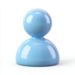 A simple shiny light blue pawn shaped figure on a white background